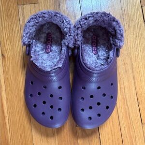 CROCS Kids Plush Plum Purple Fleece-Lined Slippers 10W / 8M